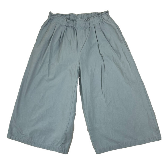 ee:some Capris Womens L Cotton Light Blue Culottes Wide Leg Elastic Waist - Picture 1 of 9